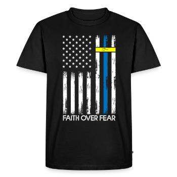 La foi sur la peur Ukraine Amérique Jésus Religion - T-shirt Premium bio Homme - noir - Devant - Nico (187cm)