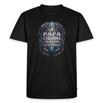 Papa homme mythe légende. - T-shirt Premium bio Homme - noir - Devant - Nico (187cm)