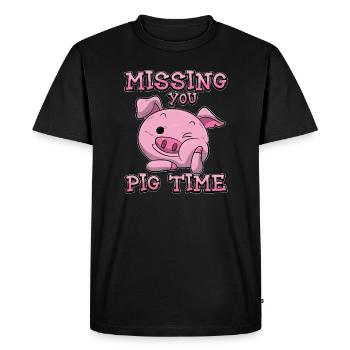 Tu manques temps de cochon | Cochon rose - T-shirt Premium bio Homme - noir - Devant - Nico (187cm)