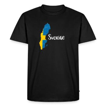 Carte illustrée de la Suède avec texte blanc - T-shirt Premium bio Homme - noir - Devant - Nico (187cm)