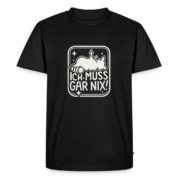 Je n’ai rien à faire, chat paresseux - T-shirt Premium bio Homme - noir - Devant - Nico (187cm)