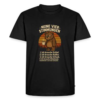 Work Coffee Funny Sayings Office Bear - Men's Premium Organic T-Shirt - black - Front - Nico (187cm)
