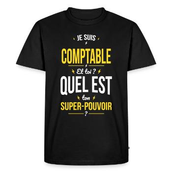 Je suis comptable - Super-pouvoir - T-shirt Premium bio Homme - noir - Devant - Nico (187cm)