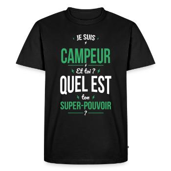 Je suis campeur - Super-pouvoir - T-shirt Premium bio Homme - noir - Devant - Nico (187cm)