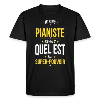 Je suis pianiste - Super-pouvoir - T-shirt Premium bio Homme - noir - Devant - Nico (187cm)