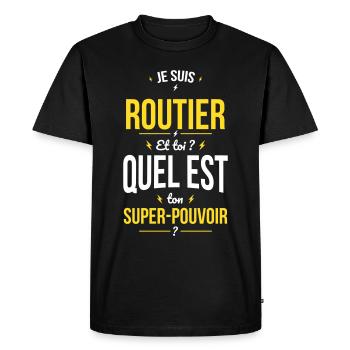 Je suis routier - Super-pouvoir - T-shirt Premium bio Homme - noir - Devant - Nico (187cm)