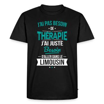 Pas besoin de thérapie besoin aller dans Limousin - T-shirt Premium bio Homme - noir - Devant - Nico (187cm)