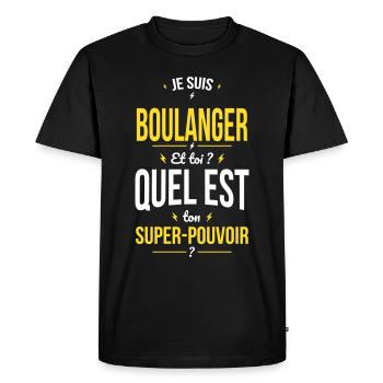 Super-pouvoir - Boulanger - T-shirt Premium bio Homme - noir - Devant - Nico (187cm)