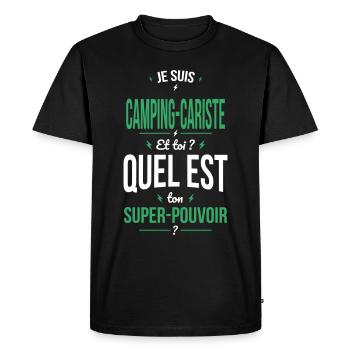 Je suis camping-cariste - Super-pouvoir - T-shirt Premium bio Homme - noir - Devant - Nico (187cm)