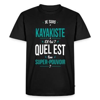Je suis kayakiste - Super-pouvoir - T-shirt Premium bio Homme - noir - Devant - Nico (187cm)
