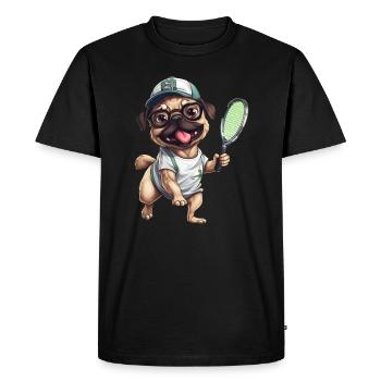 Passionné de jeu carlin: tennis et - T-shirt Premium bio Homme - noir - Devant - Nico (187cm)