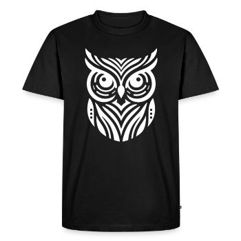 Art abstrait hibou minimaliste - T-shirt Premium bio Homme - noir - Devant - Nico (187cm)