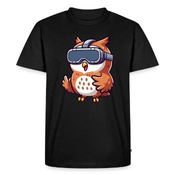 Cute Comic Owl with VR Glasses Virtual Reality - Men's Premium Organic T-Shirt - black - Front - Nico (187cm)