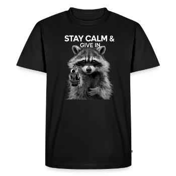 Mème raton laveur - T-shirt Premium bio Homme - noir - Devant - Nico (187cm)
