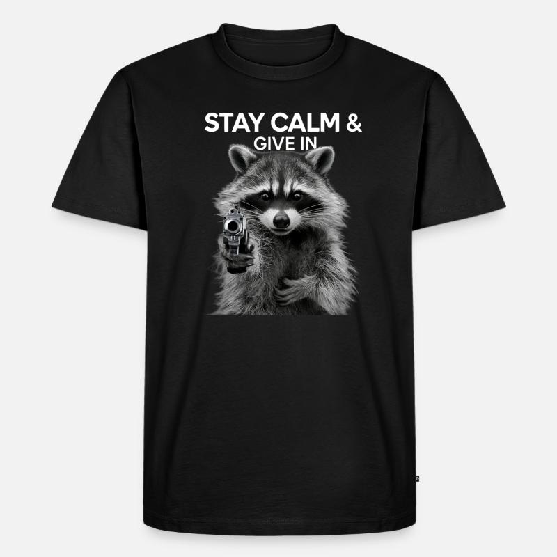 Meme Waschbär - Männer Premium Bio T-Shirt - Schwarz