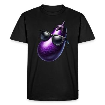 Cool eggplant with sunglasses summer fruit cool - Men's Premium Organic T-Shirt - black - Front - Nico (187cm)
