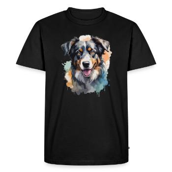 Chien de berger australien Explosion de couleurs froides - T-shirt Premium bio Homme - noir - Devant - Nico (187cm)
