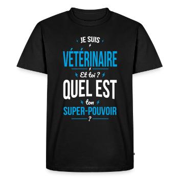 Je suis vétérinaire - Super-pouvoir - T-shirt Premium bio Homme - noir - Devant - Nico (187cm)
