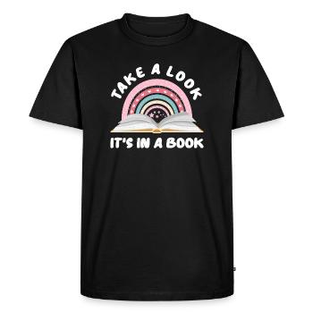 Livres Lecture Lecture Rat de bibliothèque Rat de bibliothèque Accro de bibliothèque - T-shirt Premium bio Homme - noir - Devant - Nico (187cm)