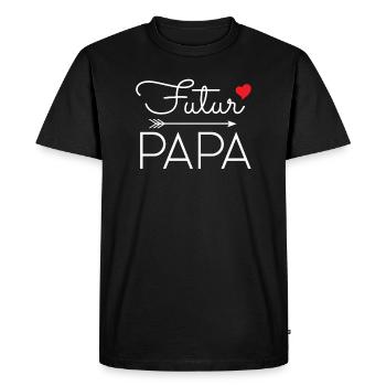 Futur papa coeur rouge annonce grossese paternité - T-shirt Premium bio Homme - noir - Devant - Nico (187cm)