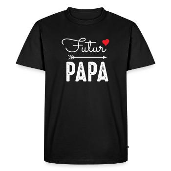 Futur papa coeur rouge annonce grossese paternité - T-shirt Premium bio Homme - noir - Devant - Nico (187cm)