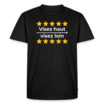 vise loin, vise grand - atteins l'excellence - T-shirt Premium bio Homme - noir - Devant - Nico (187cm)