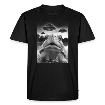 Drôle Tortue Graphic Tee OVNI Bizarre - T-shirt Premium bio Homme - noir - Devant - Nico (187cm)