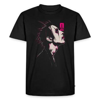 Toky Goth Profile Face - Men's Premium Organic T-Shirt - black - Front - Nico (187cm)