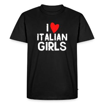 j'adore les filles italiennes - T-shirt Premium bio Homme - noir - Devant - Nico (187cm)
