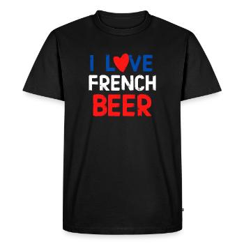 J'adore la bière Française Cadeau Humour - T-shirt Premium bio Homme - noir - Devant - Nico (187cm)