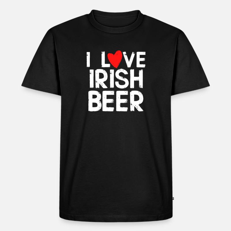 Ich liebe irisches Bier - Männer Premium Bio T-Shirt - Schwarz
