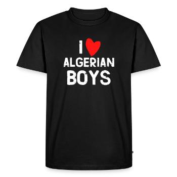 j'adore les garçons algériens - T-shirt Premium bio Homme - noir - Devant - Nico (187cm)