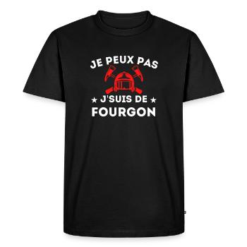 Je peux pas je suis de fourgon Cadeau Pompier - T-shirt Premium bio Homme - noir - Devant - Nico (187cm)