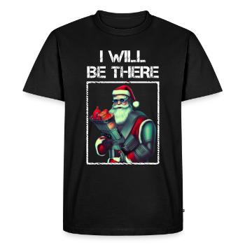 Futuristic Sci-Fi Punk Santa Claus Cyborg - Men's Premium Organic T-Shirt - black - Front - Nico (187cm)