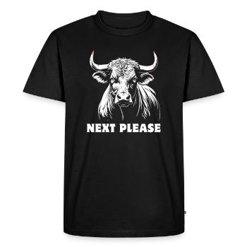 Taurus - Next please - proud, self-confident - Men's Premium Organic T-Shirt - black - Front - Nico (187cm)