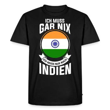 Je n’ai pas besoin d’aller en Inde. - T-shirt Premium bio Homme - noir - Devant - Nico (187cm)