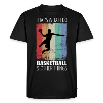 Basket basket basket basket-ball rengaine - T-shirt Premium bio Homme - noir - Devant - Nico (187cm)
