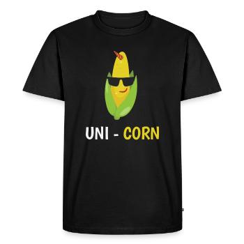 Funny Sweet Corn Uni-Corn Maiz Gift Idea - Men's Premium Organic T-Shirt - black - Front - Nico (187cm)