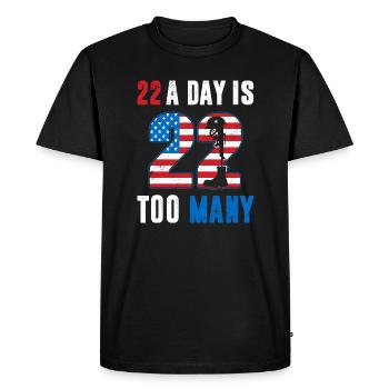 22 A Day Is Too Many America Vétéran USA Drapeau 4ème - T-shirt Premium bio Homme - noir - Devant - Nico (187cm)