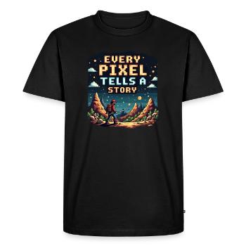 Every Pixel Tells a Story - Retro Gaming - Men's Premium Organic T-Shirt - black - Front - Nico (187cm)