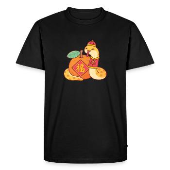 Mignon serpent enroulé autour de l’orange Bonne fortune - T-shirt Premium bio Homme - noir - Devant - Nico (187cm)