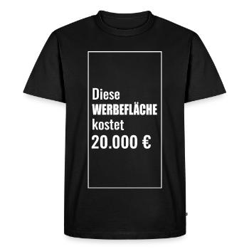 Motifs d’espace publicitaire humoristiques avec prix en espèces - T-shirt Premium bio Homme - noir - Devant - Nico (187cm)