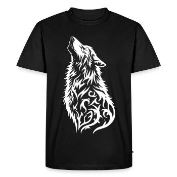 Tatouage de tête de loup sauvage - T-shirt Premium bio Homme - noir - Devant - Nico (187cm)