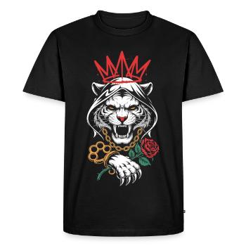 Gangster Tiger Crown Streetwear - Men's Premium Organic T-Shirt - black - Front - Nico (187cm)