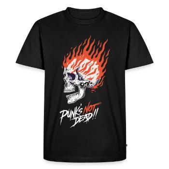 Crâne en Flammes Punk’s Not Dead – Burning Skull - Men's Premium Organic T-Shirt - black - Front - Nico (187cm)