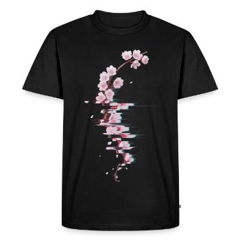 Branche moderne de Fleurs de cerisier glitch - T-shirt Premium bio Homme - noir - Devant - Nico (187cm)
