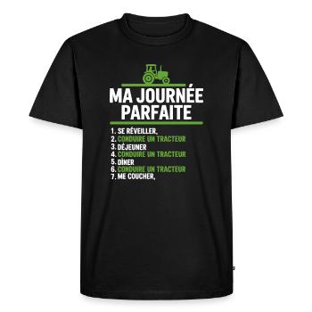 Ma journée parfaite conduire un tracteur - T-shirt Premium bio Homme - noir - Devant - Nico (187cm)