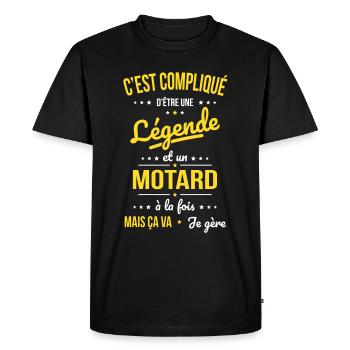 Compliqué d'être une légende et un motard - T-shirt Premium bio Homme - noir - Devant - Nico (187cm)