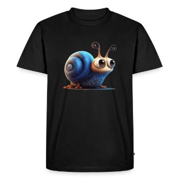 Cute blue snail - Men's Premium Organic T-Shirt - black - Front - Nico (187cm)