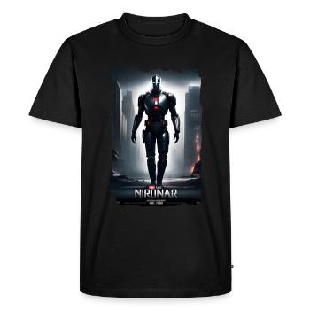 Un gros robot dans la ville - T-shirt Premium bio Homme - noir - Devant - Nico (187cm)